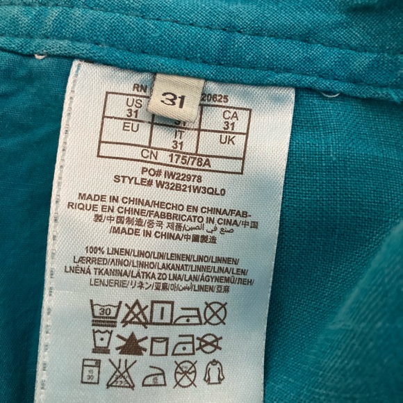 GUESS Linen 👖 pants- turquoise with silver tone details - Picture 3 of 8